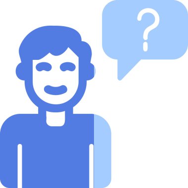 Müşteri Soru simgesi, vektör illüstrasyonu. Logotype. Konuşma balonunda soru işareti olan çocuk Avatar 'ı  