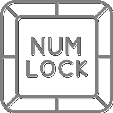 Num Lock Düğme Simgesi, Vektör İllüstrasyonu 