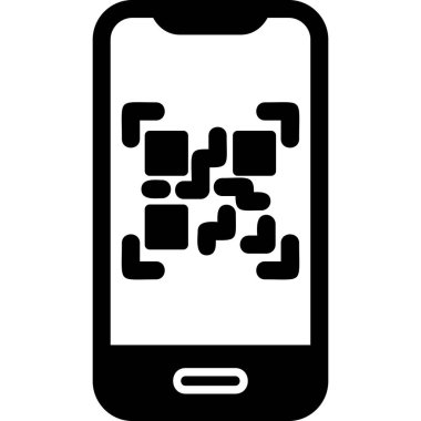 Cep telefonu ekranında QR kodu, vektör illüstrasyonu basit tasarım