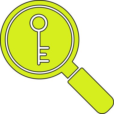 Anahtarlı büyüteç, vektör illüstrasyonu basit tasarım