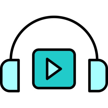 Podacast Dinleme eşleşmeli ikon vektör çizimi