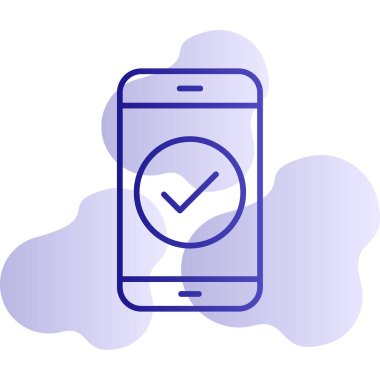 Tik işaretli telefon, vektör illüstrasyonu basit tasarım