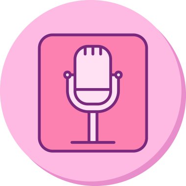 Retro mikrofon simgesi, vektör çizim 