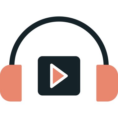 Podacast Dinleme eşleşmeli ikon vektör çizimi