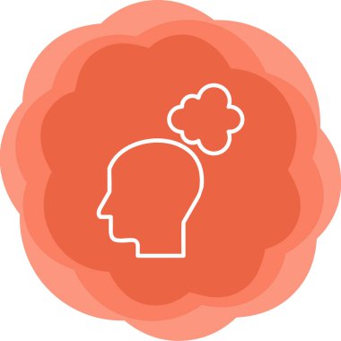 Düşünen baş simgesi, vektör çizimi basit tasarım