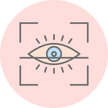 Göz Tarama Ağı simgesi, vektör illüstrasyonu. Tarama çerçevesi vektör ana hatları işaretli dijital göz