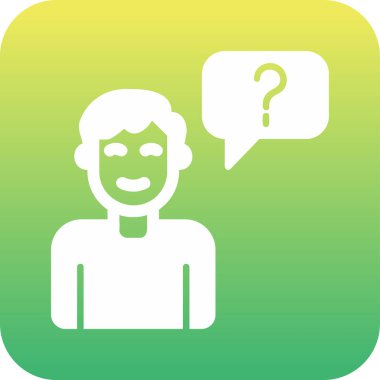 Müşteri Soru simgesi, vektör illüstrasyonu. Logotype. Konuşma balonunda soru işareti olan çocuk Avatar 'ı  