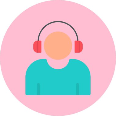 Etkilendirici kulaklık takar Web simgesi, vektör illüstrasyonu