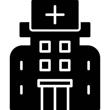 Hastane binası simgesi, vektör illüstrasyonu basit tasarım