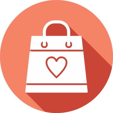 Aşk ikonlu alışveriş çantası, vektör illüstrasyonu