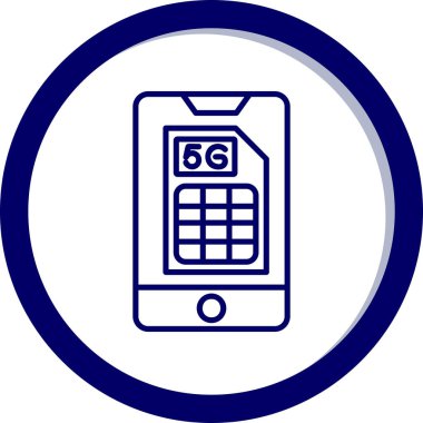 Smartphone 5g Sim web simgesi vektör illüstrasyonu