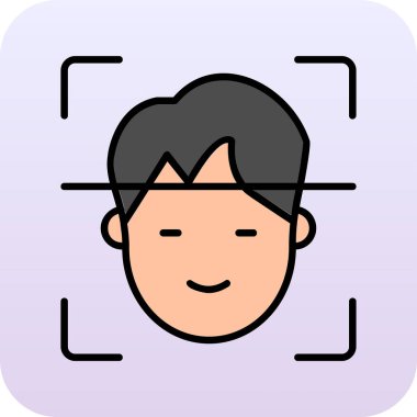 Yüz Tanıma vektör simgesi izole edildi. Yüz logosu taranıyor.