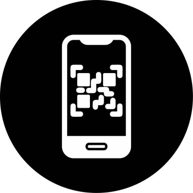 Cep telefonu ekranında QR kodu, vektör illüstrasyonu basit tasarım