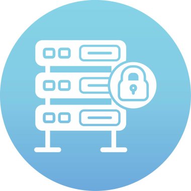 Şifrelenmiş sunucu simgesi, vektör illüstrasyonu basit tasarım