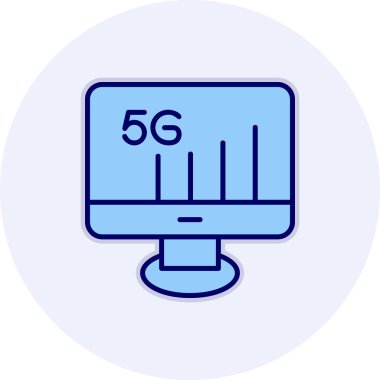 5G Monitör. Web simgesi basit illüstrasyon          