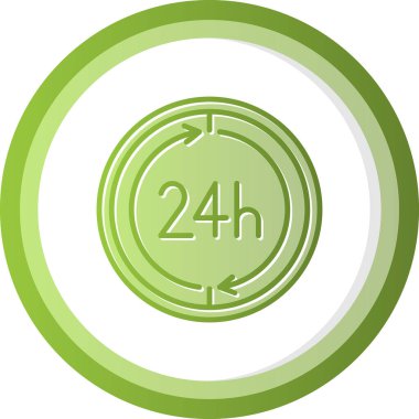 24 saat web simgesi, vektör illüstrasyonu 