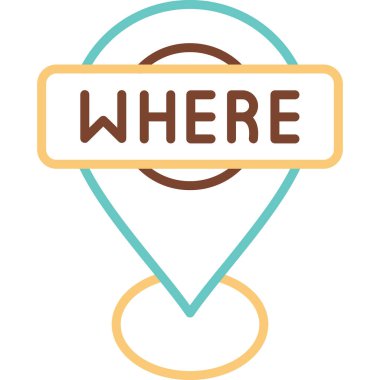 konum simgesi, vektör illüstrasyonunun bulunduğu yeri sözcükle işaretle