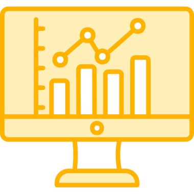 çevrimiçi bar grafikli bilgisayar ekranı, web simgesi basit illüstrasyon