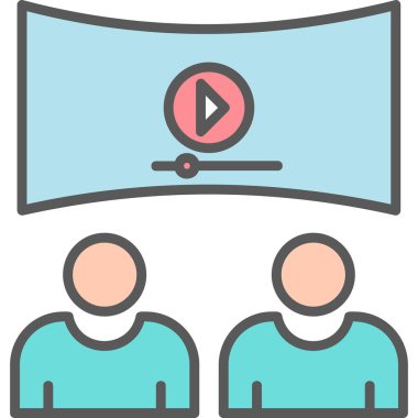 Viedeo izleyen insanlar, vektör illüstrasyonu basit tasarım