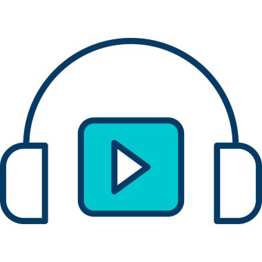 Podacast Dinleme eşleşmeli ikon vektör çizimi
