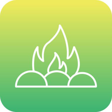 Kamp ateşi simgesi, vektör illüstrasyonu, düz tasarım 