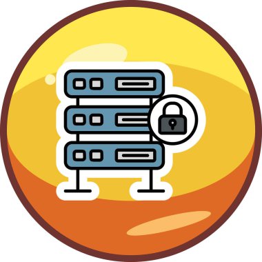 Şifrelenmiş sunucu simgesi, vektör illüstrasyonu basit tasarım