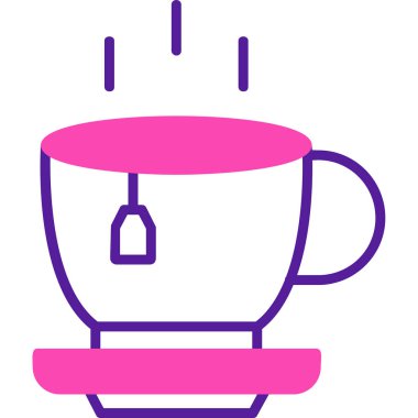 Bir fincan çay ağı simgesi, vektör illüstrasyonu 