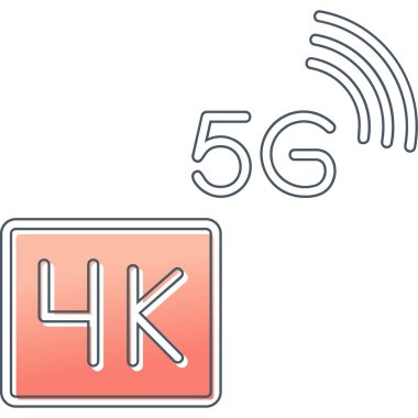 5g işaretli 4K Video Akımı simgesi, vektör illüstrasyonu basit tasarım