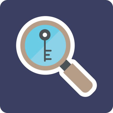 Anahtarlı büyüteç, vektör illüstrasyonu basit tasarım