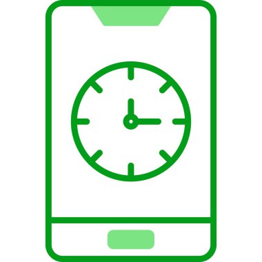 saat ve vektör illüstrasyonlu cep telefonu