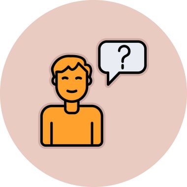 Müşteri Soru simgesi, vektör illüstrasyonu. Logotype. Konuşma balonunda soru işareti olan çocuk Avatar 'ı  