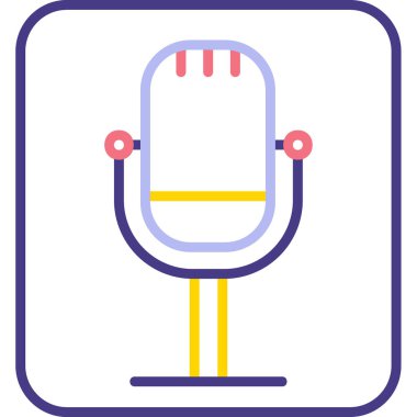 Retro mikrofon simgesi, vektör çizim 