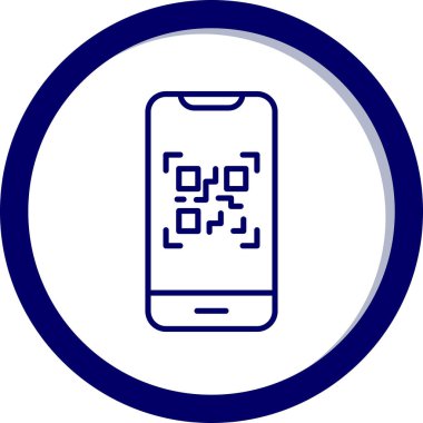 Cep telefonu ekranında QR kodu, vektör illüstrasyonu basit tasarım