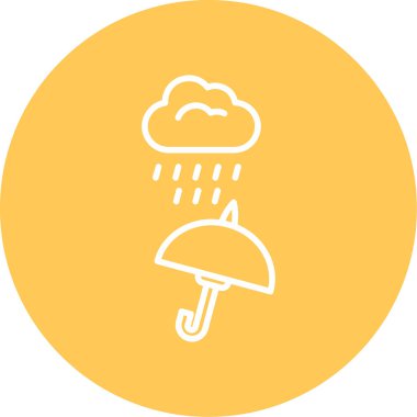 Yağmur bulutu ve şemsiye ağ simgesi basit illüstrasyon