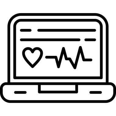 Kardiyoloji Basit Simge, Vektör İllüstrasyonu