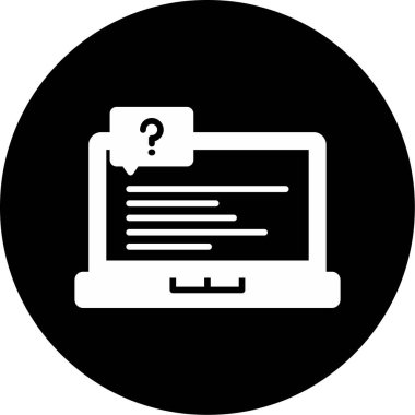  Soru işareti olan dizüstü bilgisayar simgesi. Vektör illüstrasyonu 