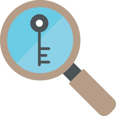 Anahtarlı büyüteç, vektör illüstrasyonu basit tasarım