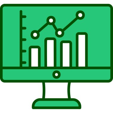 çevrimiçi bar grafikli bilgisayar ekranı, web simgesi basit illüstrasyon
