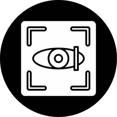 Göz Tarama Ağı simgesi, vektör illüstrasyonu. Tarama çerçevesi vektör ana hatları işaretli dijital göz