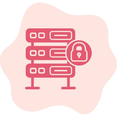 Şifrelenmiş sunucu simgesi, vektör illüstrasyonu basit tasarım