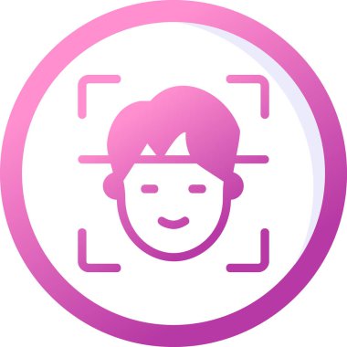 Yüz Tanıma vektör simgesi izole edildi. Yüz logosu taranıyor.