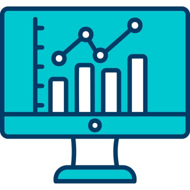 çevrimiçi bar grafikli bilgisayar ekranı, web simgesi basit illüstrasyon