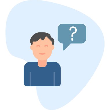 Müşteri Soru simgesi, vektör illüstrasyonu. Logotype. Konuşma balonunda soru işareti olan çocuk Avatar 'ı  