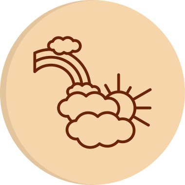 Bulutlu gökkuşağı. Web simgesi basit illüstrasyon