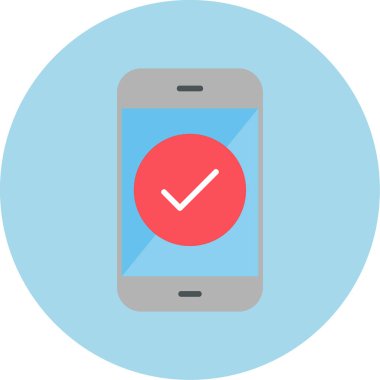 Tik işaretli telefon, vektör illüstrasyonu basit tasarım