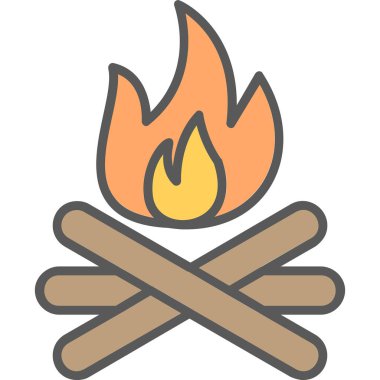 şenlik ateşi simgesi, ağ basit illüstrasyon