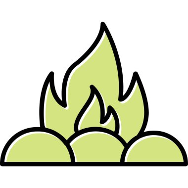 Kamp ateşi simgesi, vektör illüstrasyonu, düz tasarım 