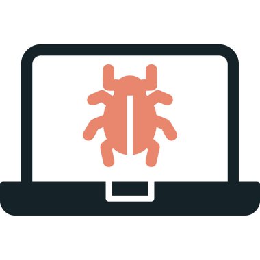 bilgisayar zararlı yazılım simgesi, vektör illüstrasyonu basit tasarım