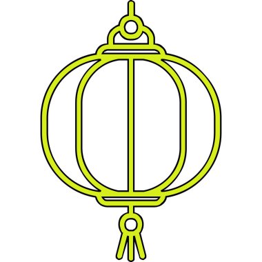 Oriental kağıt fener ağ simgesi, vektör illüstrasyonu 