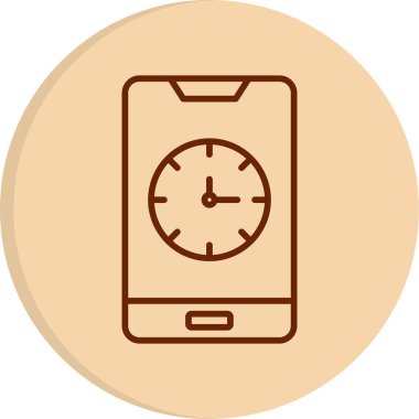 saat ve vektör illüstrasyonlu cep telefonu